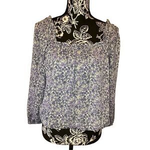 American Eagle Floral Blouse Lightweight Buttons Boho Bohemian Preppy School